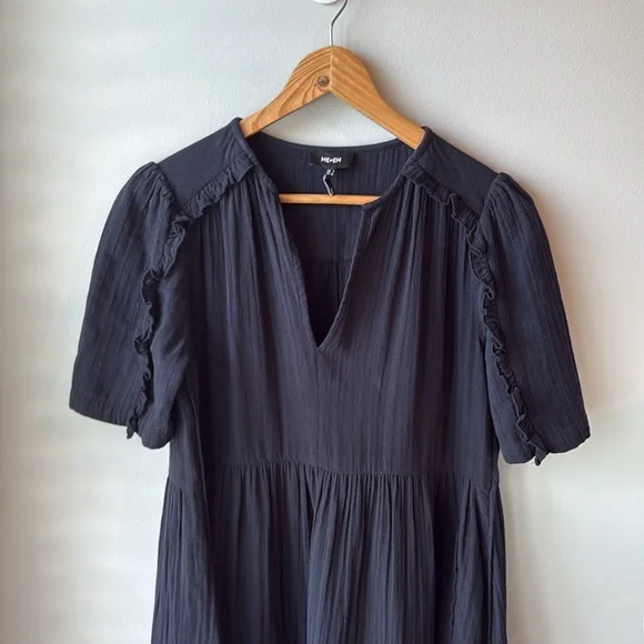 ME+EM Cheesecloth V-Neck Cotton‎ Shirt Dress